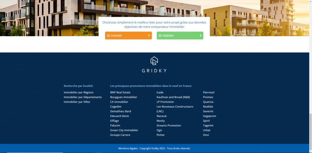 capture d'image du site gridky